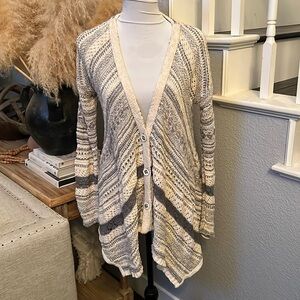 Free People  Cardigan Button Down Long Sleeve Knit Sweater Size Medium